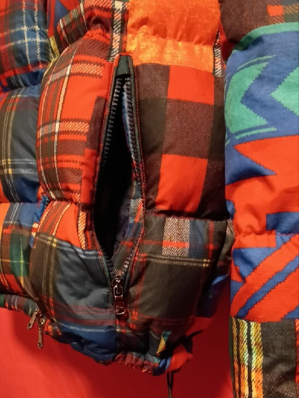 Polo by Ralph Lauren Red, Blue & Green Plaid Geo Puffer Jacket